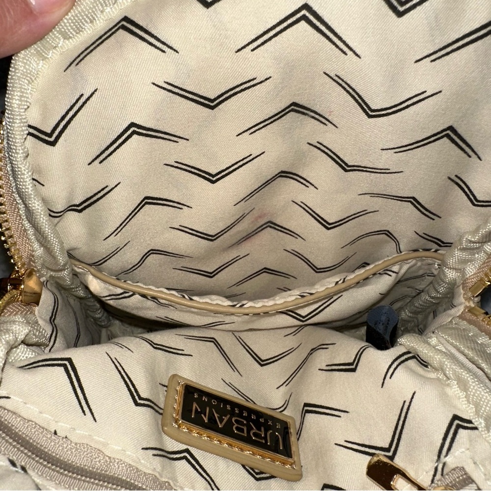Urban Expressions straw woven crossbody sling bag adjustable strap zippers gold - Picture 8 of 15